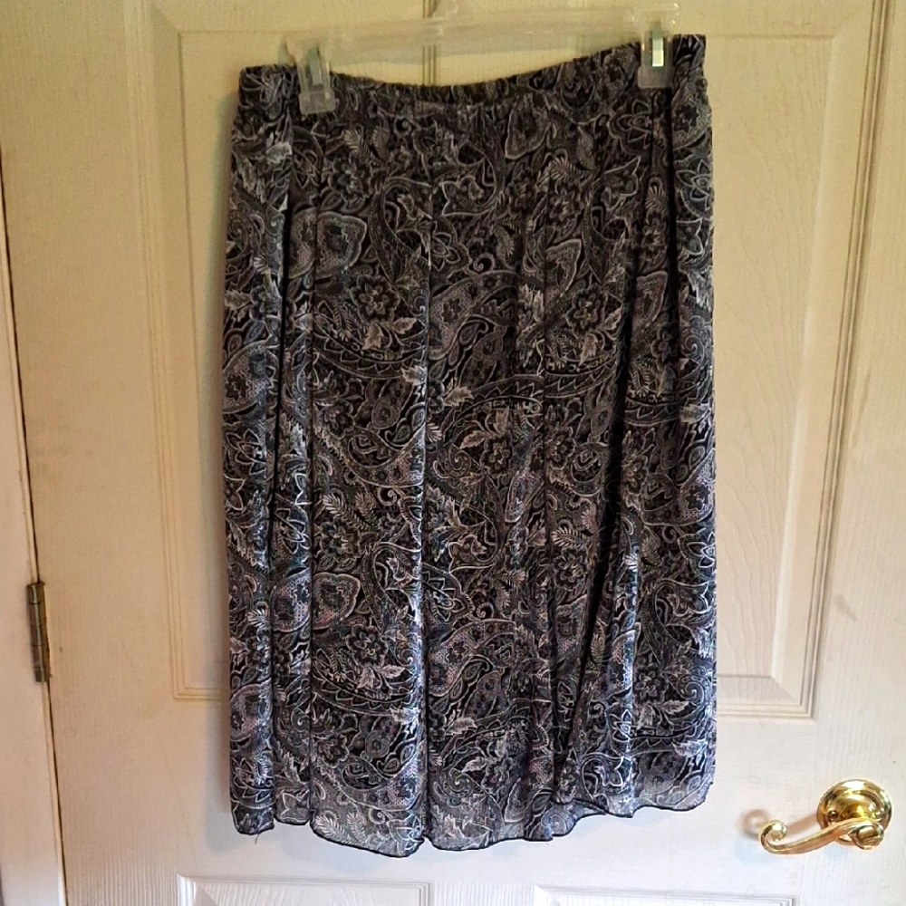 Kim Rogers Black and Gray Paisley Skirt, PL